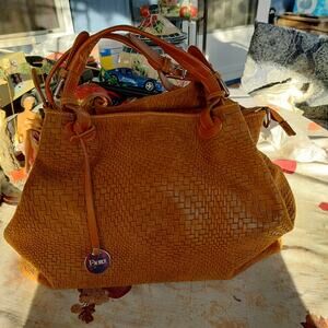 4711) Fiore Large Caramel Italian Braided Leather Slouchy Satchel